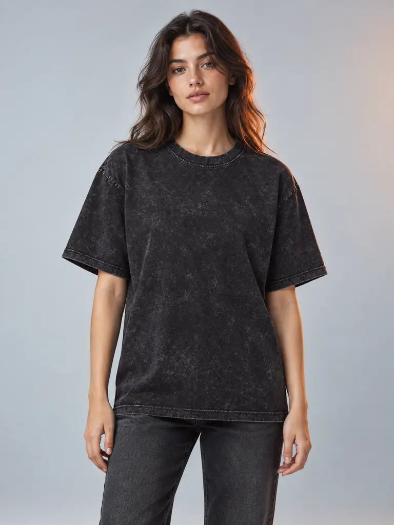 Футболка Garment dyed 230 г — визуализация посадки на модели